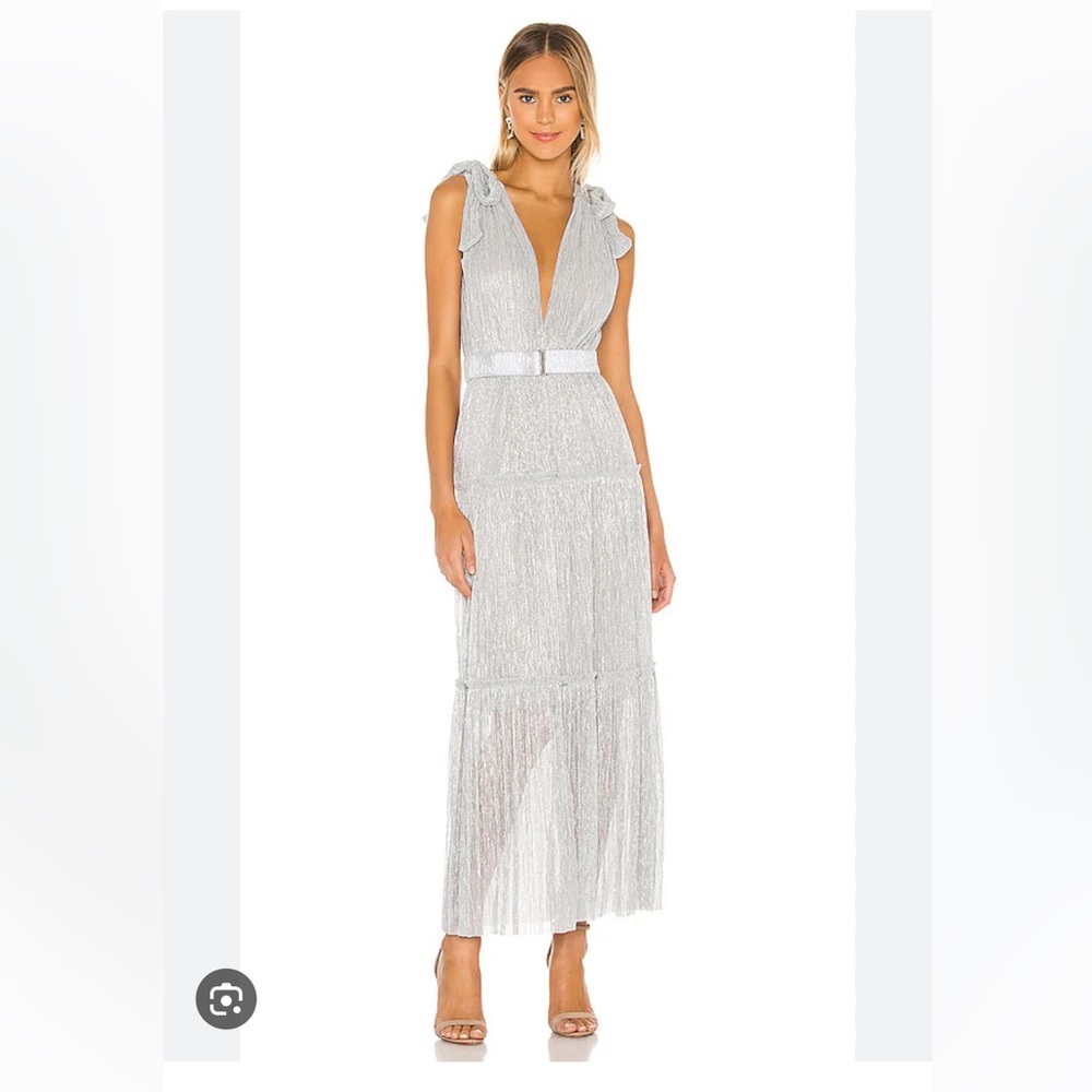 Sabina Musayev Helena Dress Silver size large NWT